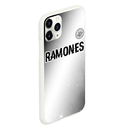 Чехол iPhone 11 Pro матовый Ramones glitch на светлом фоне: символ сверху / 3D-Белый – фото 2