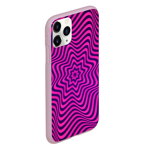 Чехол iPhone 11 Pro матовый Абстрактный фиолетовый узор / 3D-Розовый – фото 2