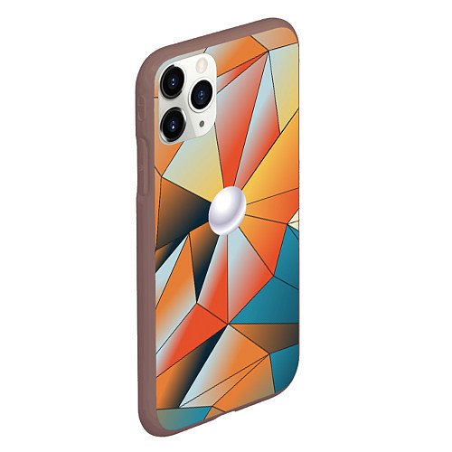 Чехол iPhone 11 Pro матовый Жемчужина - градиент из полигональных треугольнико / 3D-Коричневый – фото 2
