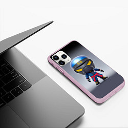 Чехол iPhone 11 Pro матовый Кроха-ниндзя - киберпанк - нейросеть, цвет: 3D-розовый — фото 2