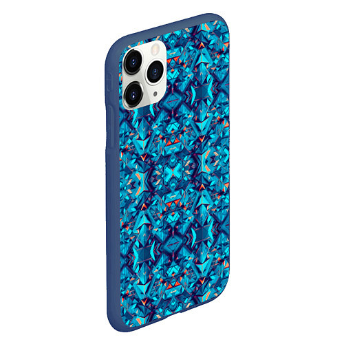 Чехол iPhone 11 Pro матовый Синий калейдоскоп / 3D-Тёмно-синий – фото 2