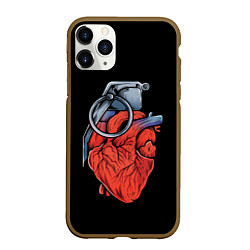 Чехол iPhone 11 Pro матовый Сердце гараната, цвет: 3D-коричневый