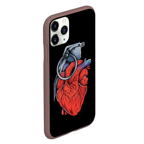 Чехол iPhone 11 Pro матовый Сердце гараната / 3D-Коричневый – фото 2