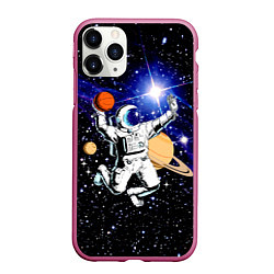 Чехол iPhone 11 Pro матовый Космический баскетбол, цвет: 3D-малиновый