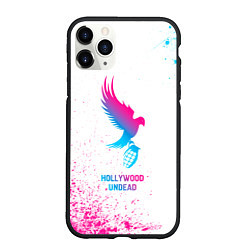 Чехол iPhone 11 Pro матовый Hollywood Undead neon gradient style, цвет: 3D-черный