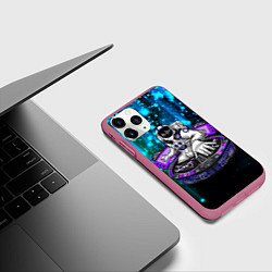 Чехол iPhone 11 Pro матовый Space DJ - neon starfall, цвет: 3D-малиновый — фото 2