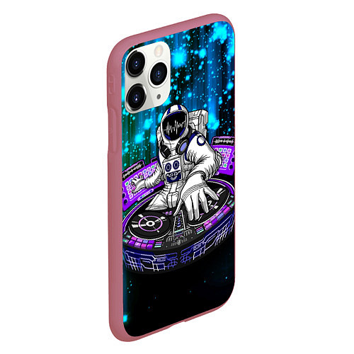 Чехол iPhone 11 Pro матовый Space DJ - neon starfall / 3D-Малиновый – фото 2