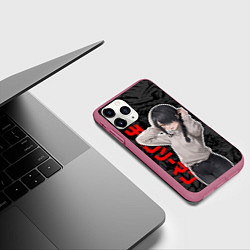 Чехол iPhone 11 Pro матовый Человек-бензопила - наюта, цвет: 3D-малиновый — фото 2