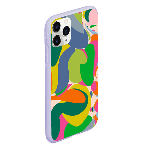 Чехол iPhone 11 Pro матовый Краски абстрактные линии / 3D-Светло-сиреневый – фото 2