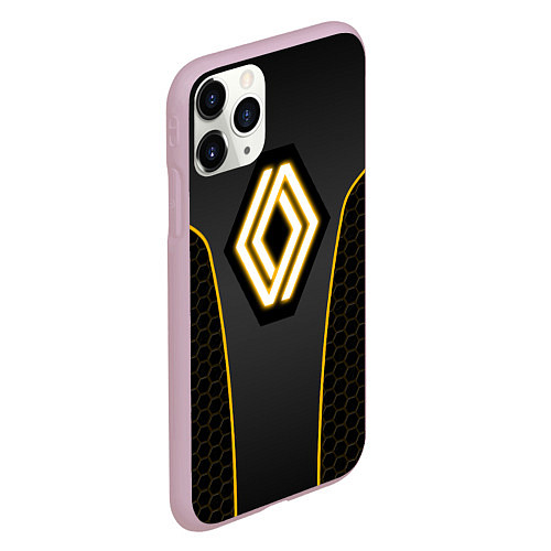 Чехол iPhone 11 Pro матовый Renault - неоновый желтый / 3D-Розовый – фото 2