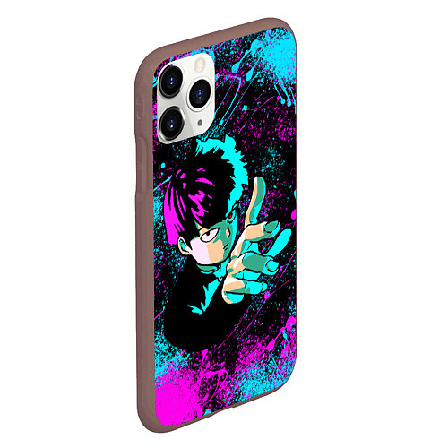 Чехол iPhone 11 Pro матовый Моб психо - неон / 3D-Коричневый – фото 2