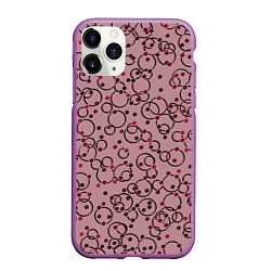 Чехол iPhone 11 Pro матовый Абстракция круги розовый, цвет: 3D-фиолетовый