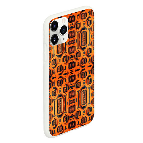 Чехол iPhone 11 Pro матовый Оранжевый киберпанк / 3D-Белый – фото 2