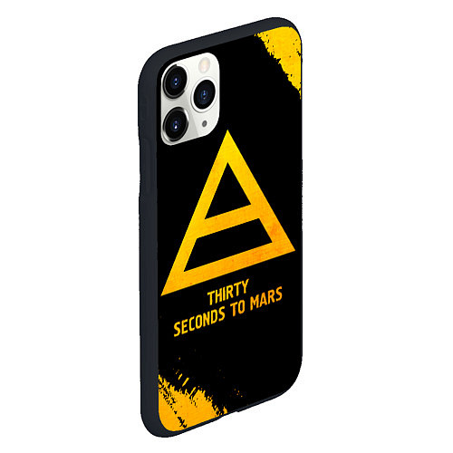 Чехол iPhone 11 Pro матовый Thirty Seconds to Mars - gold gradient / 3D-Черный – фото 2