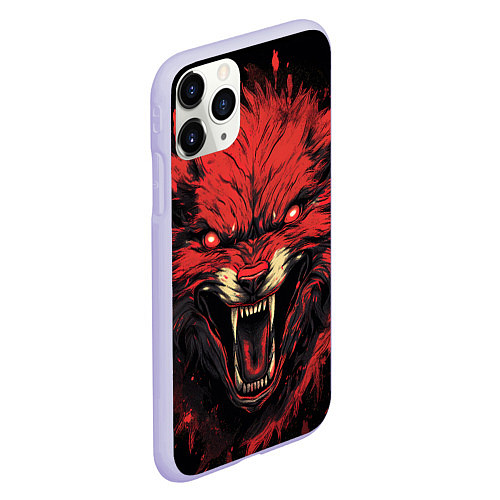 Чехол iPhone 11 Pro матовый Red wolf / 3D-Светло-сиреневый – фото 2