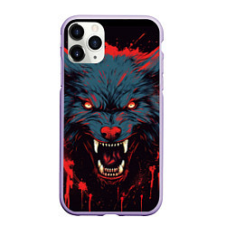 Чехол iPhone 11 Pro матовый Red blue wolf, цвет: 3D-светло-сиреневый