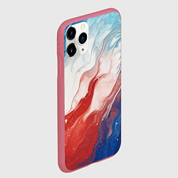 Чехол iPhone 11 Pro матовый Белый синий красный, цвет: 3D-малиновый — фото 2