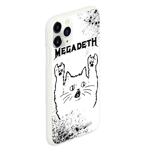 Чехол iPhone 11 Pro матовый Megadeth рок кот на светлом фоне / 3D-Белый – фото 2