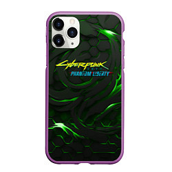 Чехол iPhone 11 Pro матовый Cyberpunk 2077 phantom liberty green