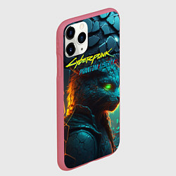 Чехол iPhone 11 Pro матовый Сyberpunk 2077 phantom liberty cat, цвет: 3D-малиновый — фото 2