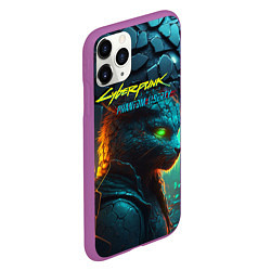 Чехол iPhone 11 Pro матовый Сyberpunk 2077 phantom liberty cat, цвет: 3D-фиолетовый — фото 2