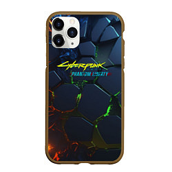 Чехол iPhone 11 Pro матовый Cyberpunk 2077 phantom liberty logo, цвет: 3D-коричневый