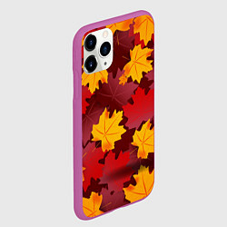 Чехол iPhone 11 Pro матовый Кленовые листья паттерном, цвет: 3D-фиолетовый — фото 2