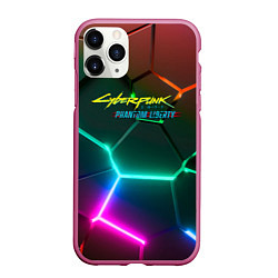 Чехол iPhone 11 Pro матовый Cyberpunk 2077 phantom liberty logo neon