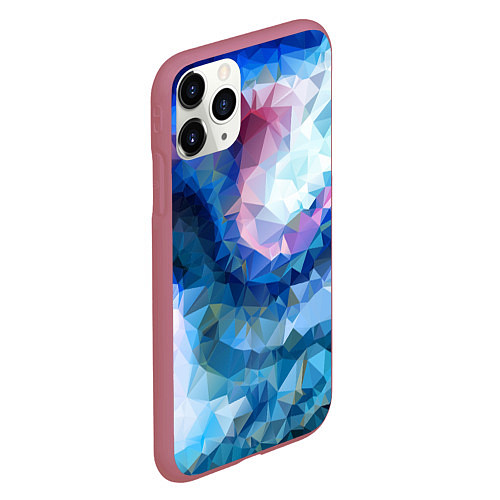 Чехол iPhone 11 Pro матовый Blue mosaic / 3D-Малиновый – фото 2