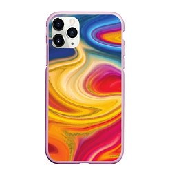 Чехол iPhone 11 Pro матовый Цветная волна, цвет: 3D-розовый