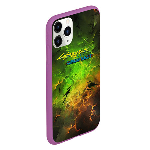 Чехол iPhone 11 Pro матовый Cyberpunk 2077 phantom liberty green / 3D-Фиолетовый – фото 2