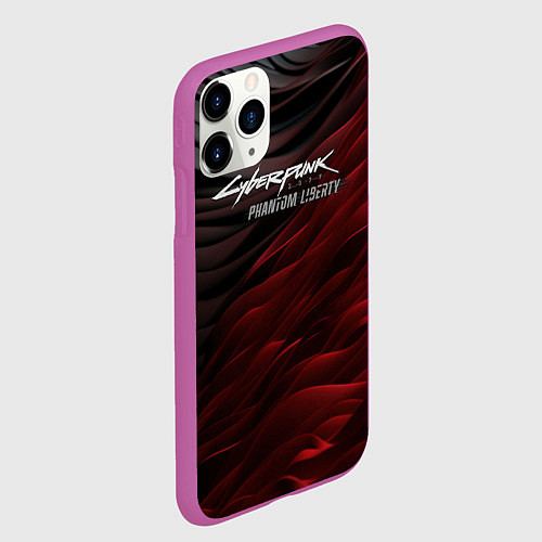 Чехол iPhone 11 Pro матовый Cyberpunk 2077 phantom liberty black red / 3D-Фиолетовый – фото 2