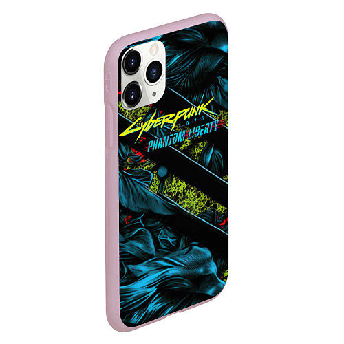 Чехол iPhone 11 Pro матовый Cyberpunk 2077 phantom liberty abstract logo / 3D-Розовый – фото 2