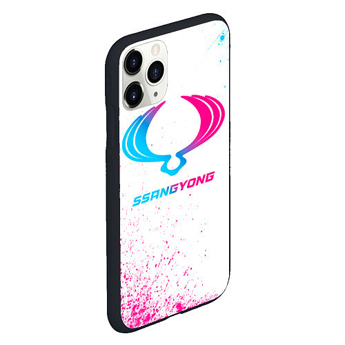 Чехол iPhone 11 Pro матовый SsangYong neon gradient style / 3D-Черный – фото 2