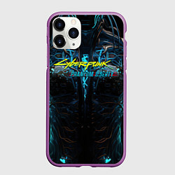 Чехол iPhone 11 Pro матовый Cyberpunk 2077 phantom liberty cyborg, цвет: 3D-фиолетовый