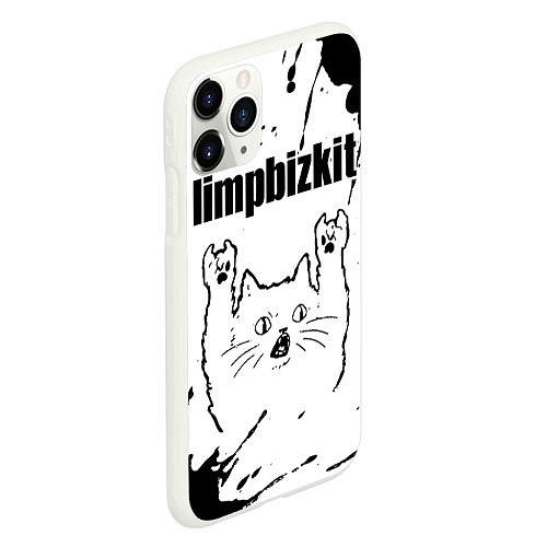Чехол iPhone 11 Pro матовый Limp Bizkit рок кот на светлом фоне / 3D-Белый – фото 2