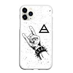 Чехол iPhone 11 Pro матовый Thirty Seconds to Mars и рок символ, цвет: 3D-белый