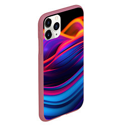 Чехол iPhone 11 Pro матовый Яркие неоновые волны, цвет: 3D-малиновый — фото 2