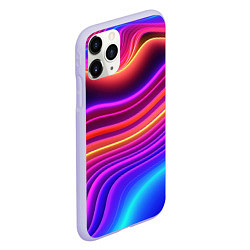 Чехол iPhone 11 Pro матовый Яркие неоновые волны, цвет: 3D-светло-сиреневый — фото 2