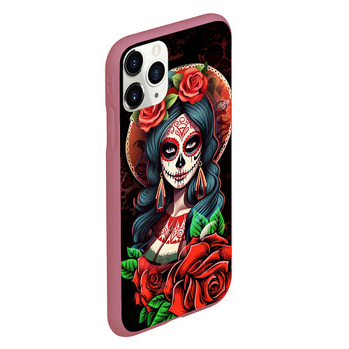 Чехол iPhone 11 Pro матовый Паломница - La Peregrina / 3D-Малиновый – фото 2