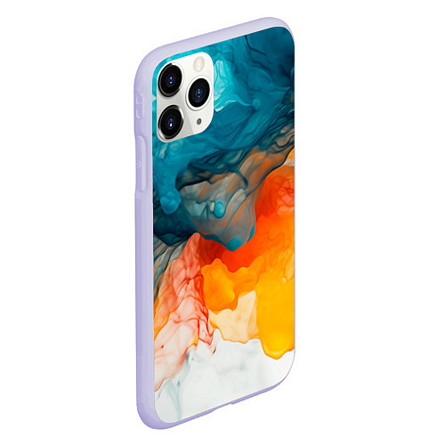 Чехол iPhone 11 Pro матовый Синяя и оранжевая жидкости / 3D-Светло-сиреневый – фото 2