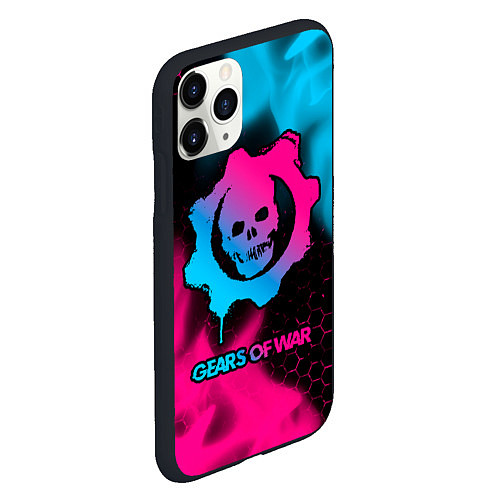 Чехол iPhone 11 Pro матовый Gears of War - neon gradient / 3D-Черный – фото 2