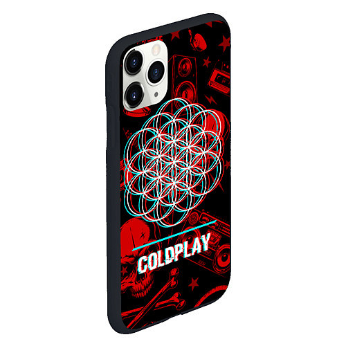 Чехол iPhone 11 Pro матовый Coldplay rock glitch / 3D-Черный – фото 2