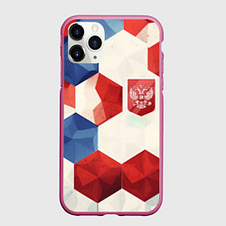 Чехол iPhone 11 Pro матовый Большие плиты герб России, цвет: 3D-малиновый