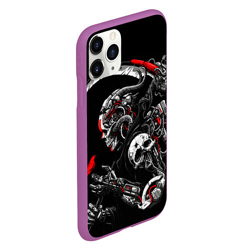 Чехол iPhone 11 Pro матовый Cyberpunk death / 3D-Фиолетовый – фото 2