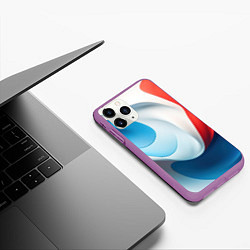 Чехол iPhone 11 Pro матовый Объемная белая синяя красная текстура, цвет: 3D-фиолетовый — фото 2