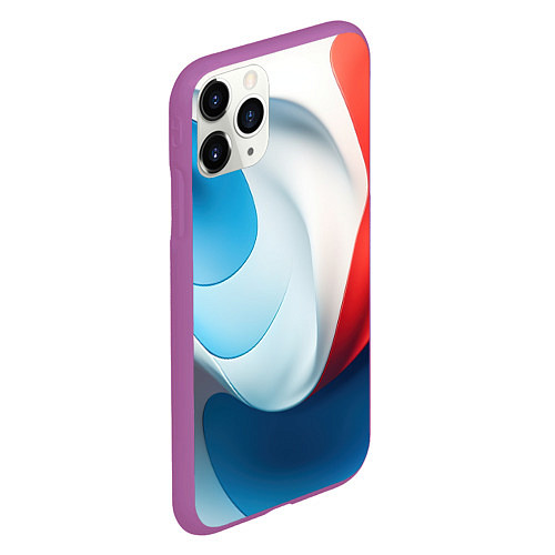 Чехол iPhone 11 Pro матовый Объемная белая синяя красная текстура / 3D-Фиолетовый – фото 2