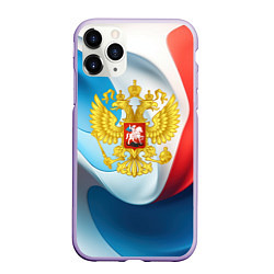 Чехол iPhone 11 Pro матовый Герб РФ абстрактный фон