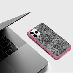 Чехол iPhone 11 Pro матовый Густой серый мех, цвет: 3D-малиновый — фото 2