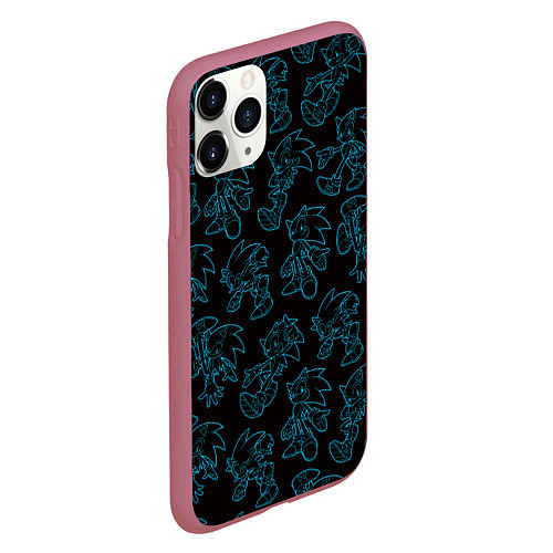 Чехол iPhone 11 Pro матовый Соник паттерн / 3D-Малиновый – фото 2